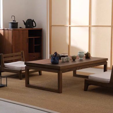 Phối bàn trà bệt và nệm ngồi chuẩn Nhật