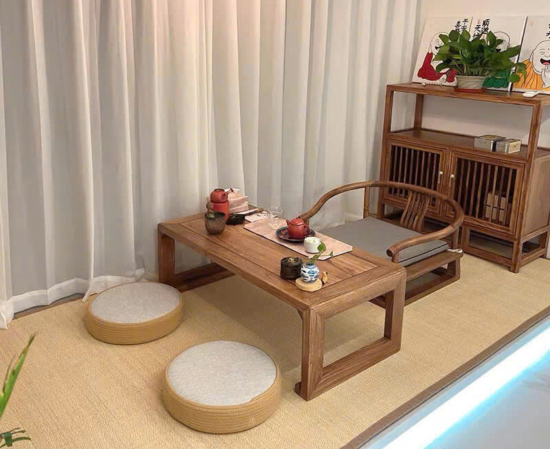 Nệm ngồi bệt tròn decor trà thất