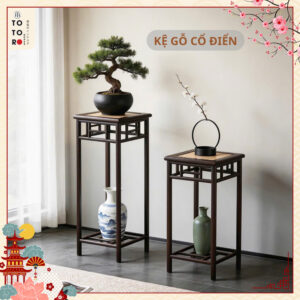 Kệ Gỗ Trang Trí Tre Tự Nhiên, Kệ Để Chậy Hoa Phòng Khách, Phòng Trà Phong Cách Nhật Bản