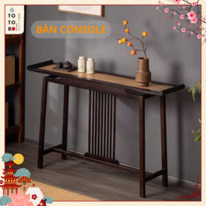 Bàn Console Gỗ Tre Và Mây Đan Cao Cấp, Bàn Trang Trí  Phong Cách Nhật Bản
